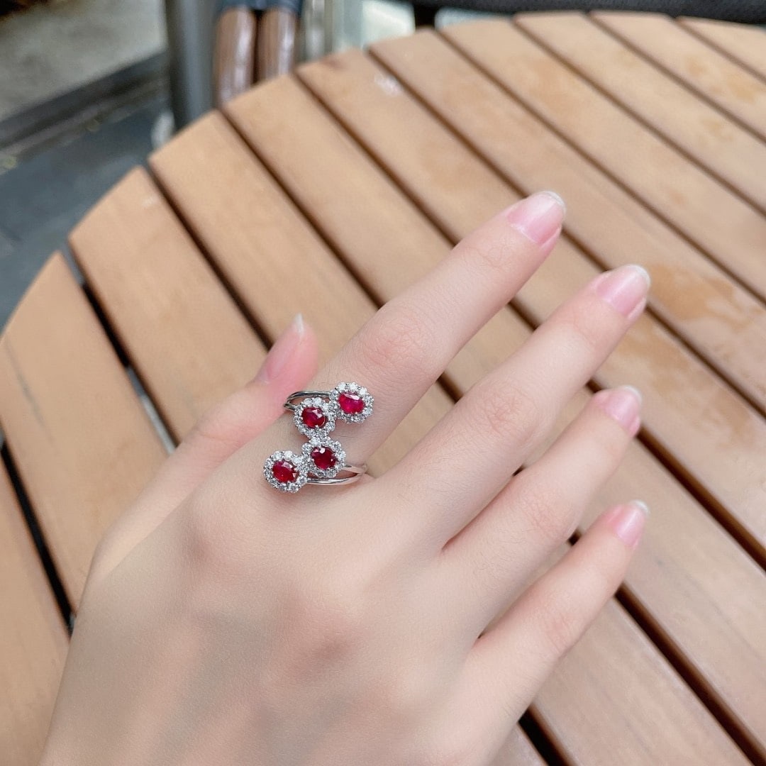 Express Shipping 18k Gold 1.67 Ctw Natural Ruby & Diamond Ring - 2