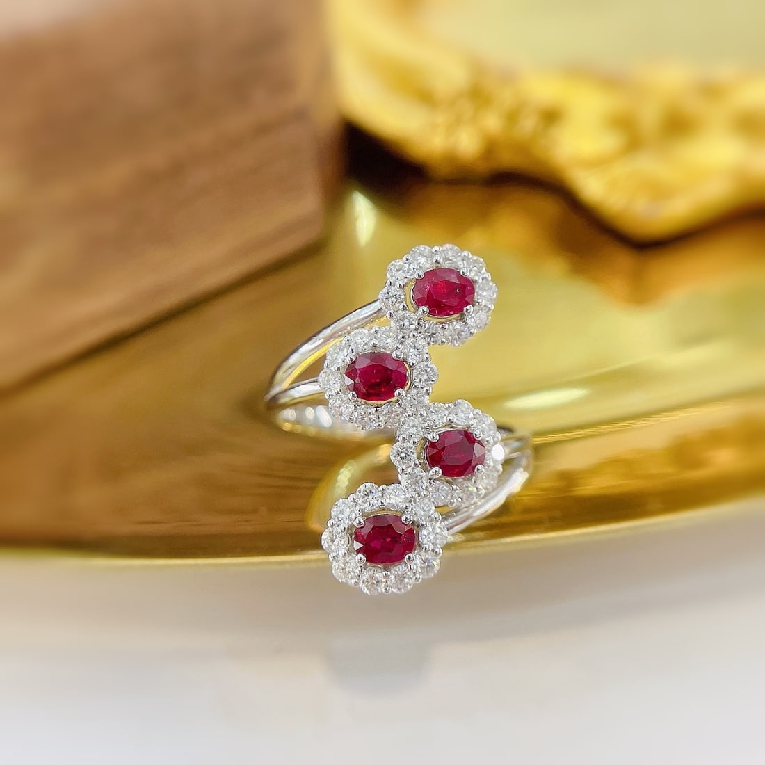 Express Shipping 18k Gold 1.67 Ctw Natural Ruby & Diamond Ring - 3