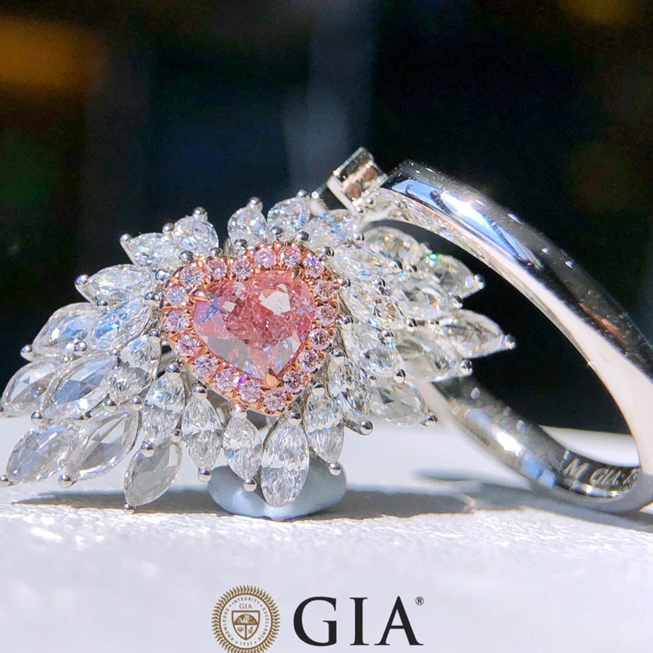 Express Shipping Gia Certified Express Shipping 18k Gold 1.75 Ctw Natural Pink Diamond & Diamond ... - 5
