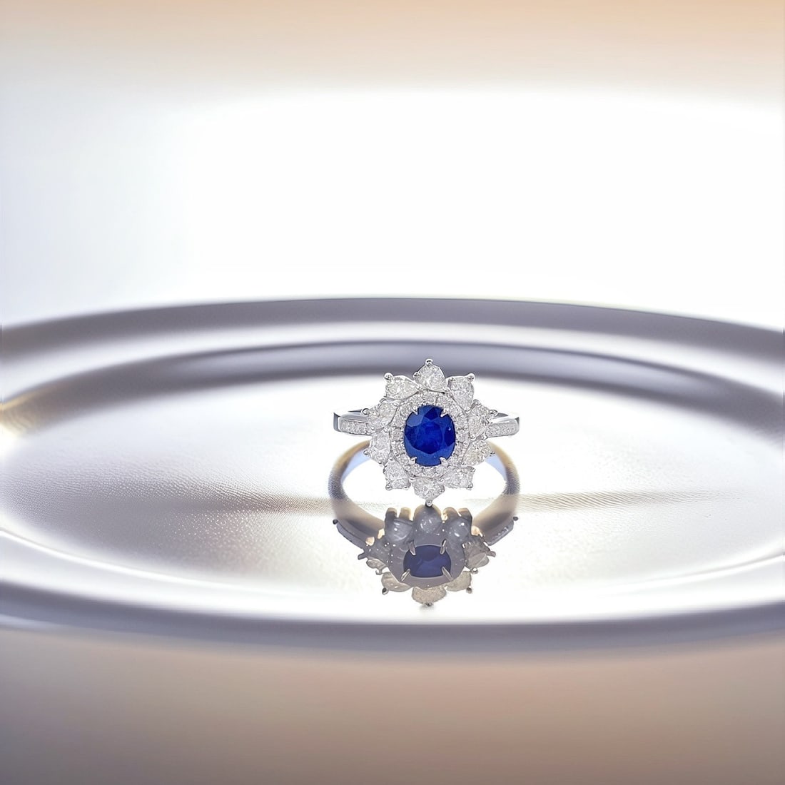 Express Shipping 18k Gold 1.94 Ctw Natural Sapphire & Diamond Ring/pendant( Without Chain ): Ref:25056 // gold content:18k gold // ring size:6. 75us // // main gemstone:sapphire // shape:oval // carat weight:1. 00ct // color:blue // treatment:natural // // adjacent gemstone 2 : diamond //