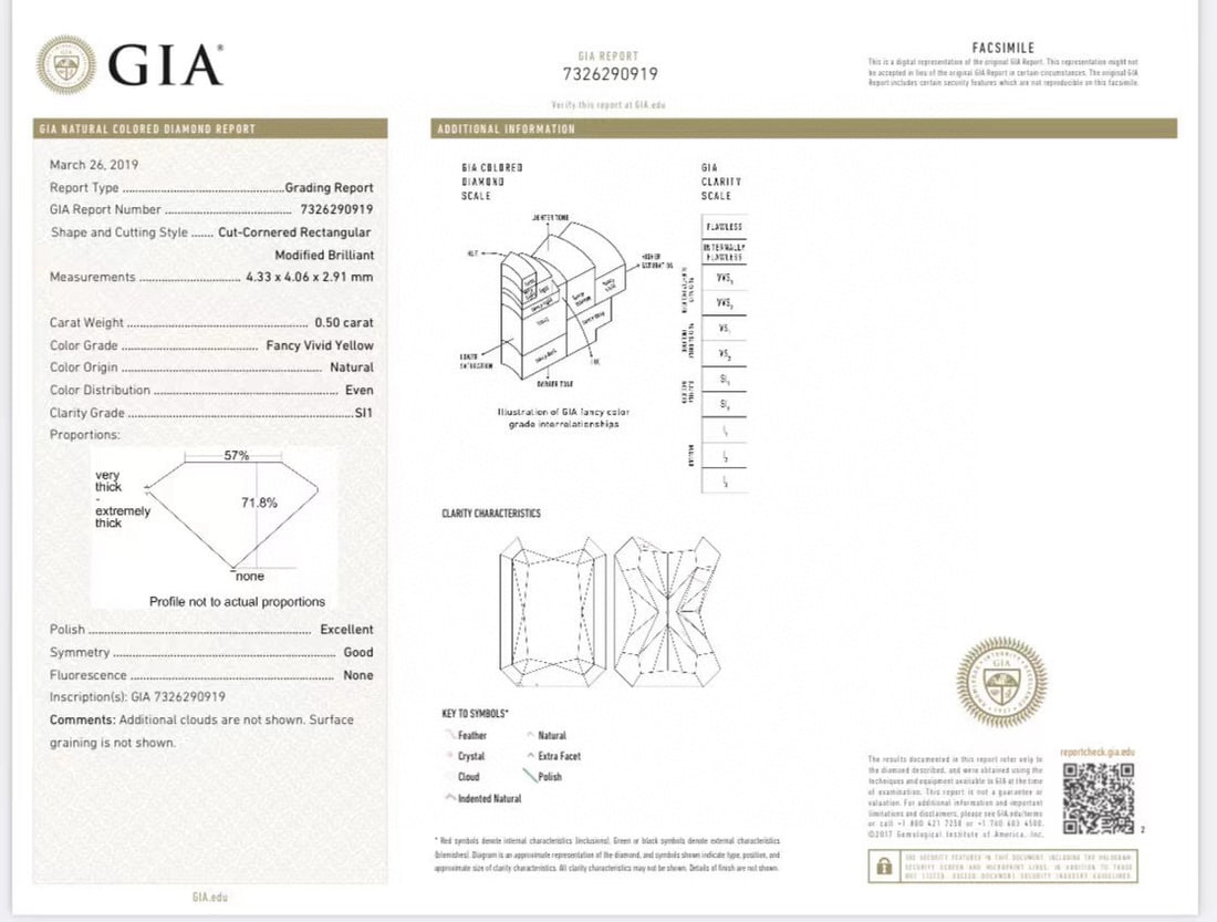 Express Shipping Gia Certified Express Shipping 18k Gold 0.50 Ct Natural Yellow Diamond & Diamond... - 6