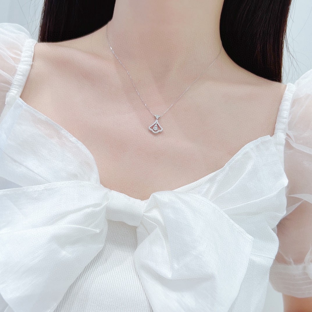 Express Shipping 18k Gold 0.21 Ct Natural H Diamond Necklace - 2