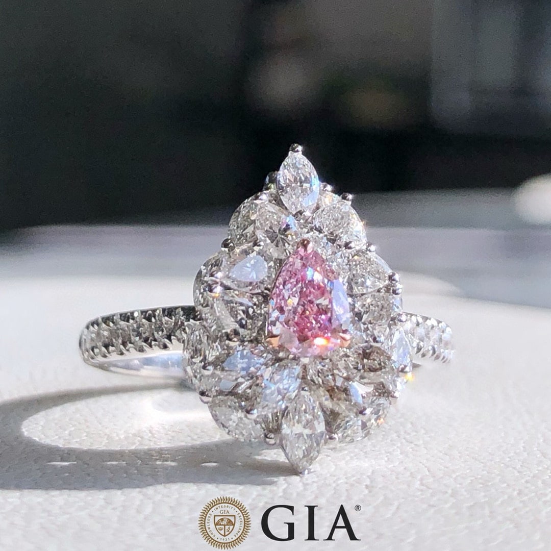 Express Shipping Gia Certified Express Shipping 18k Gold 1.42 Ctw Natural Pink Diamond & Diamond ... - 2