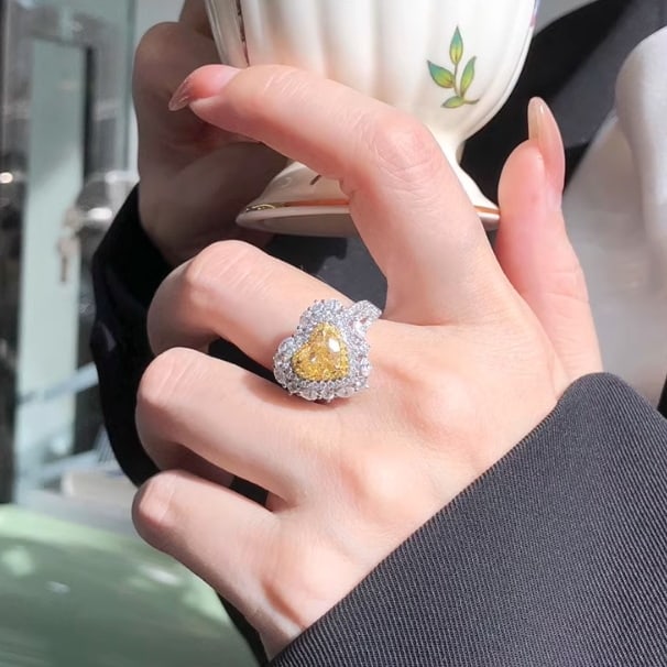 14k Gold 1.95 Ctw Natural Yellow Diamond & Diamond & Cocktail Ring/pendant - 5