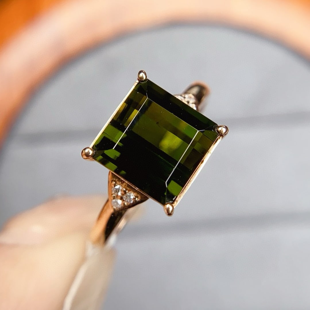 14k Gold 3.08 Ctw Natural Tourmaline & Diamond Ring - 2