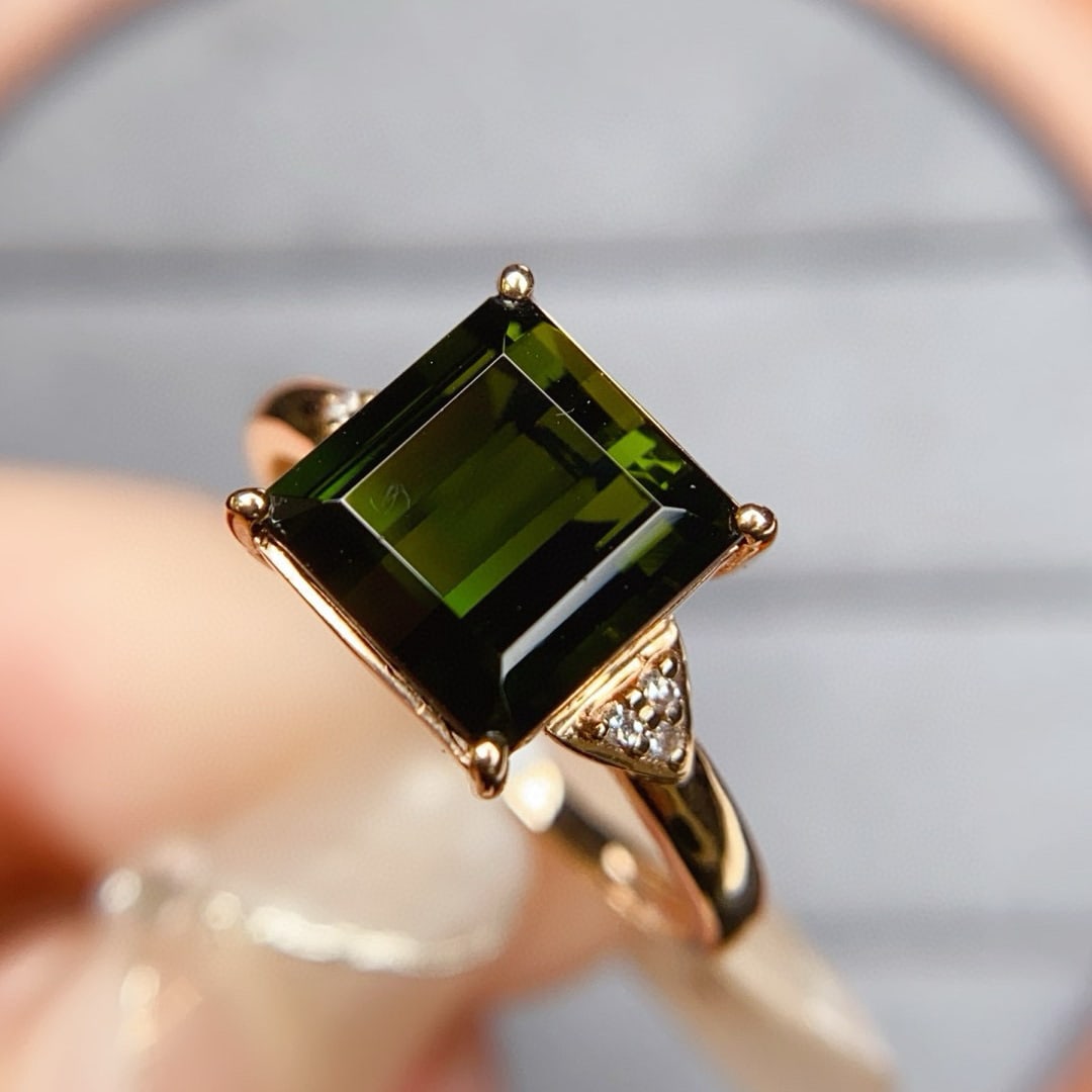 14k Gold 3.08 Ctw Natural Tourmaline & Diamond Ring - 4
