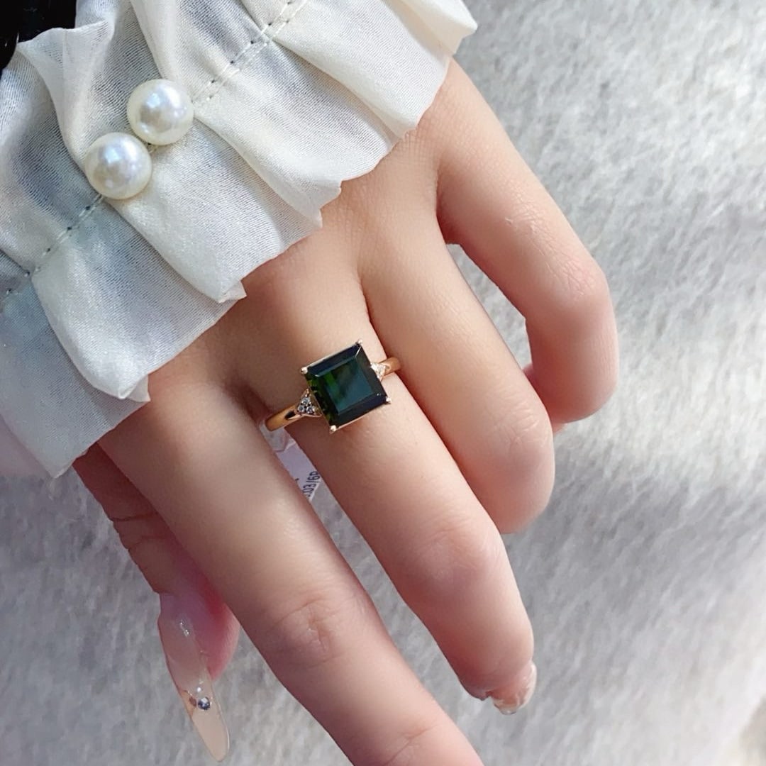 14k Gold 3.08 Ctw Natural Tourmaline & Diamond Ring - 5