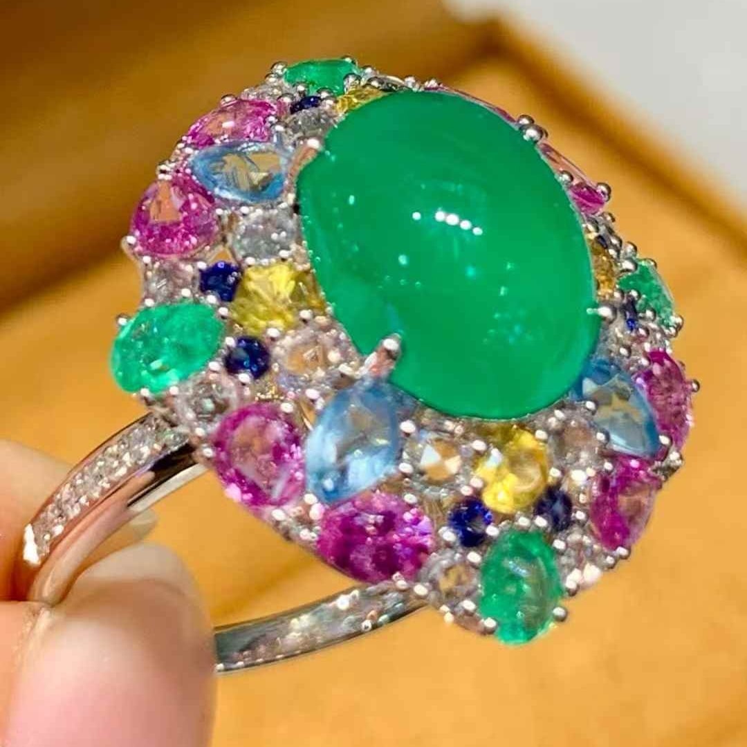 14k Gold 4.02 Ct Natural Emerald & Diamond Ring - 3