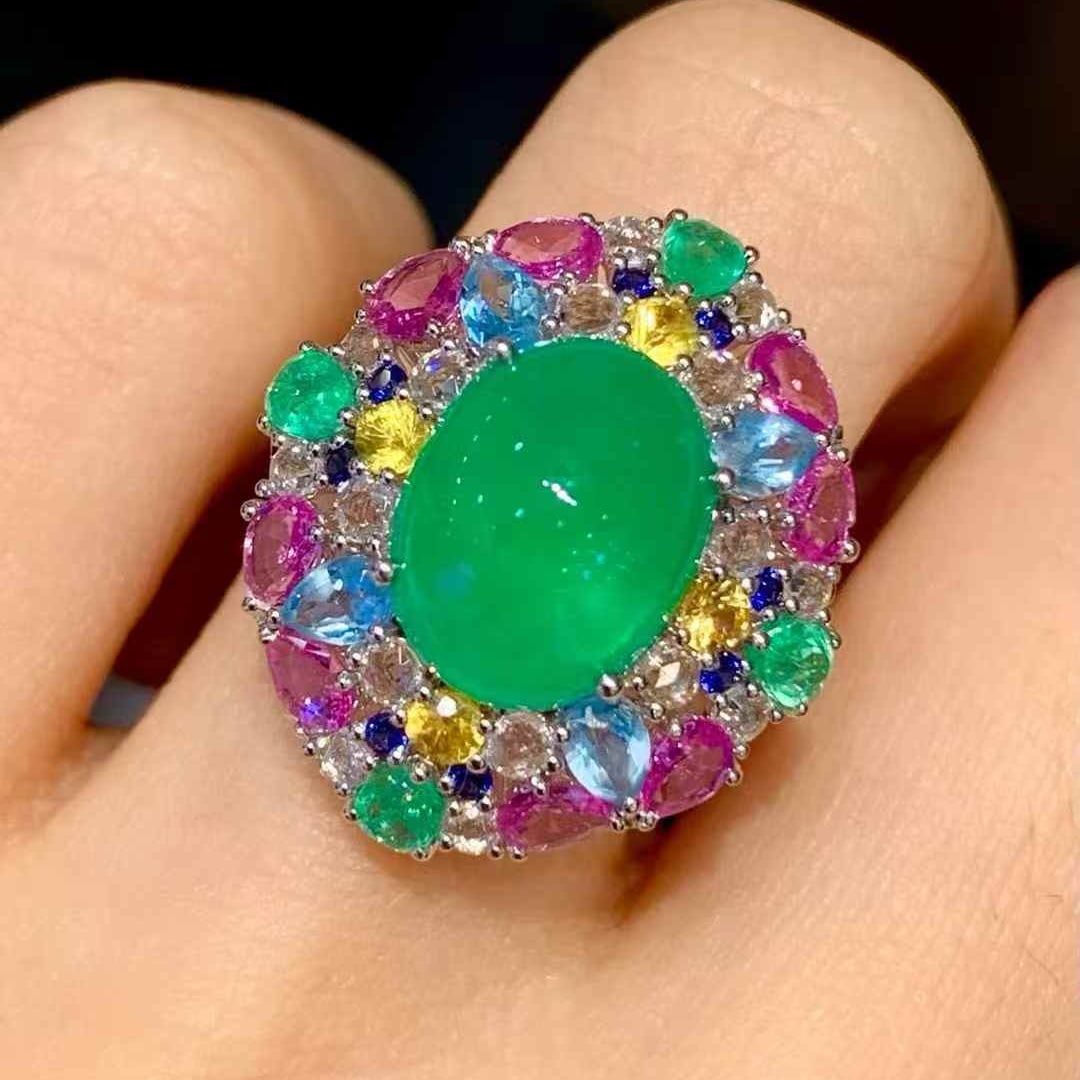 14k Gold 4.02 Ct Natural Emerald & Diamond Ring - 5