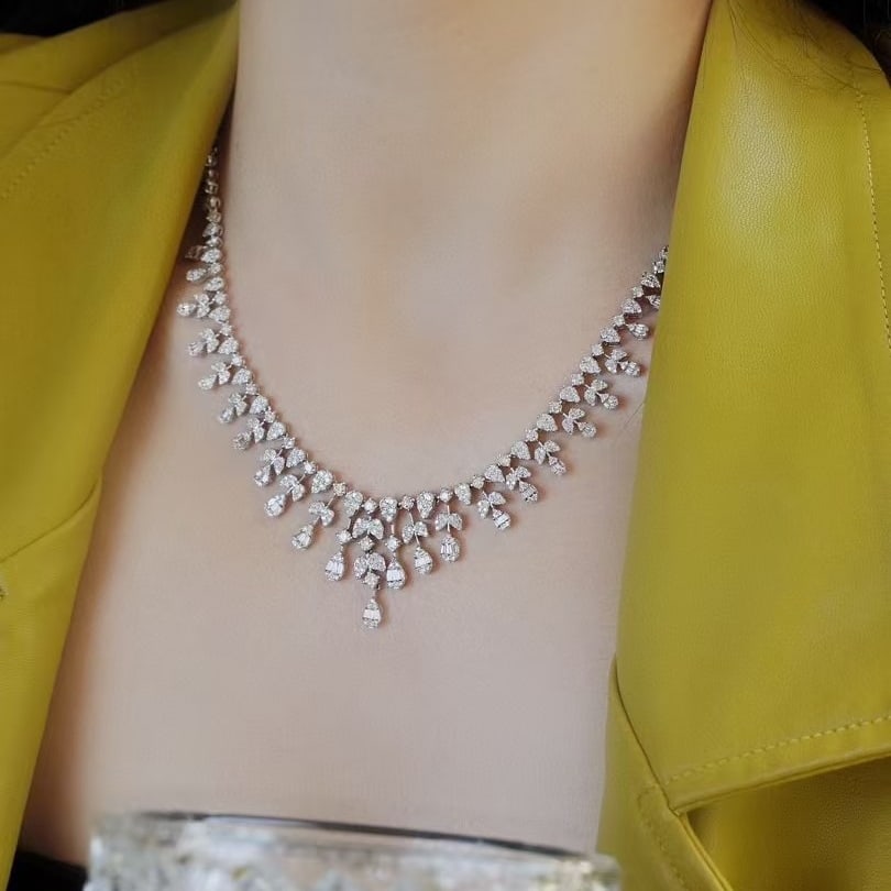 14k Gold 6.5 Ct Natural H Diamond Necklace - 6