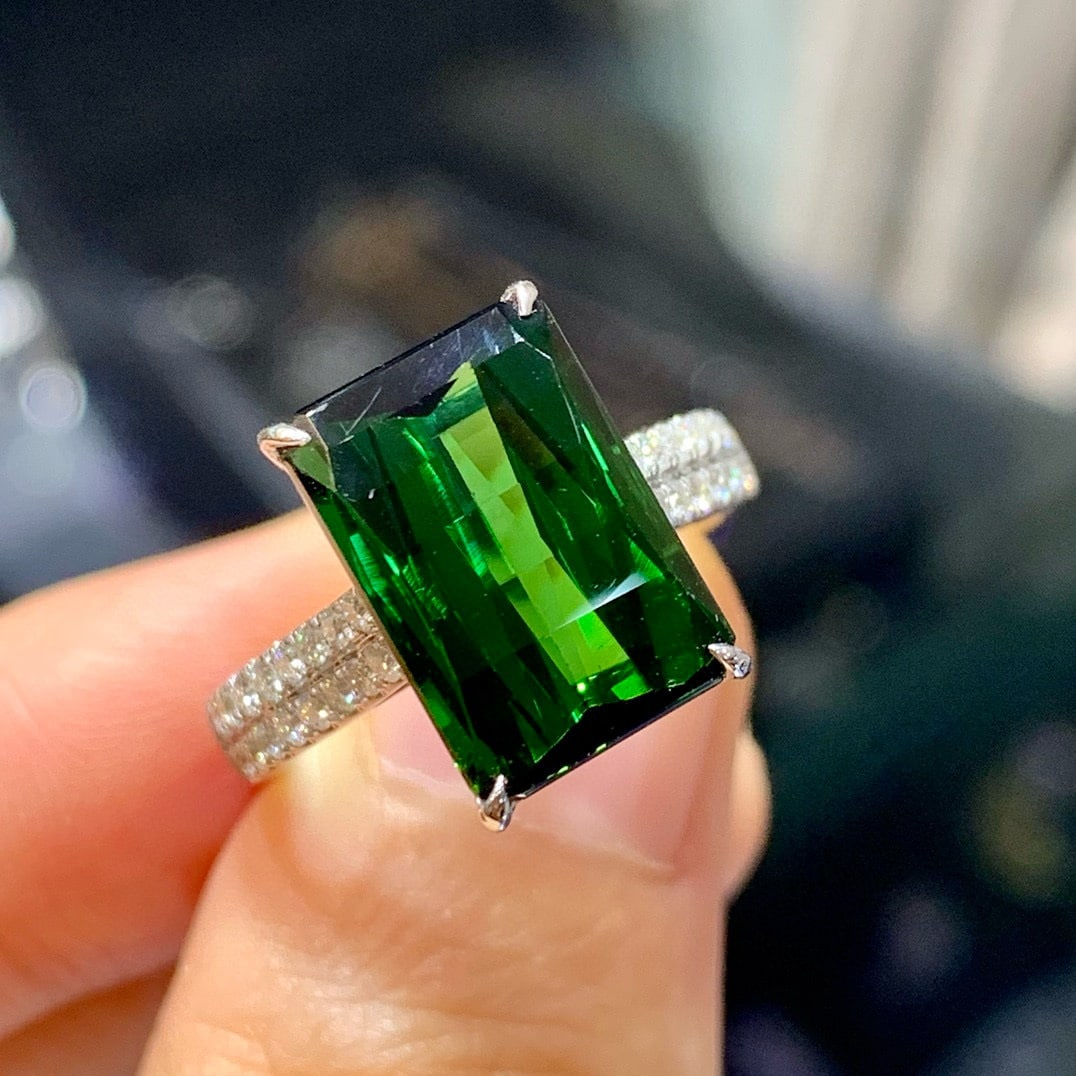 14k Gold 6.72 Ctw Natural Tourmaline & Diamond Ring - 3