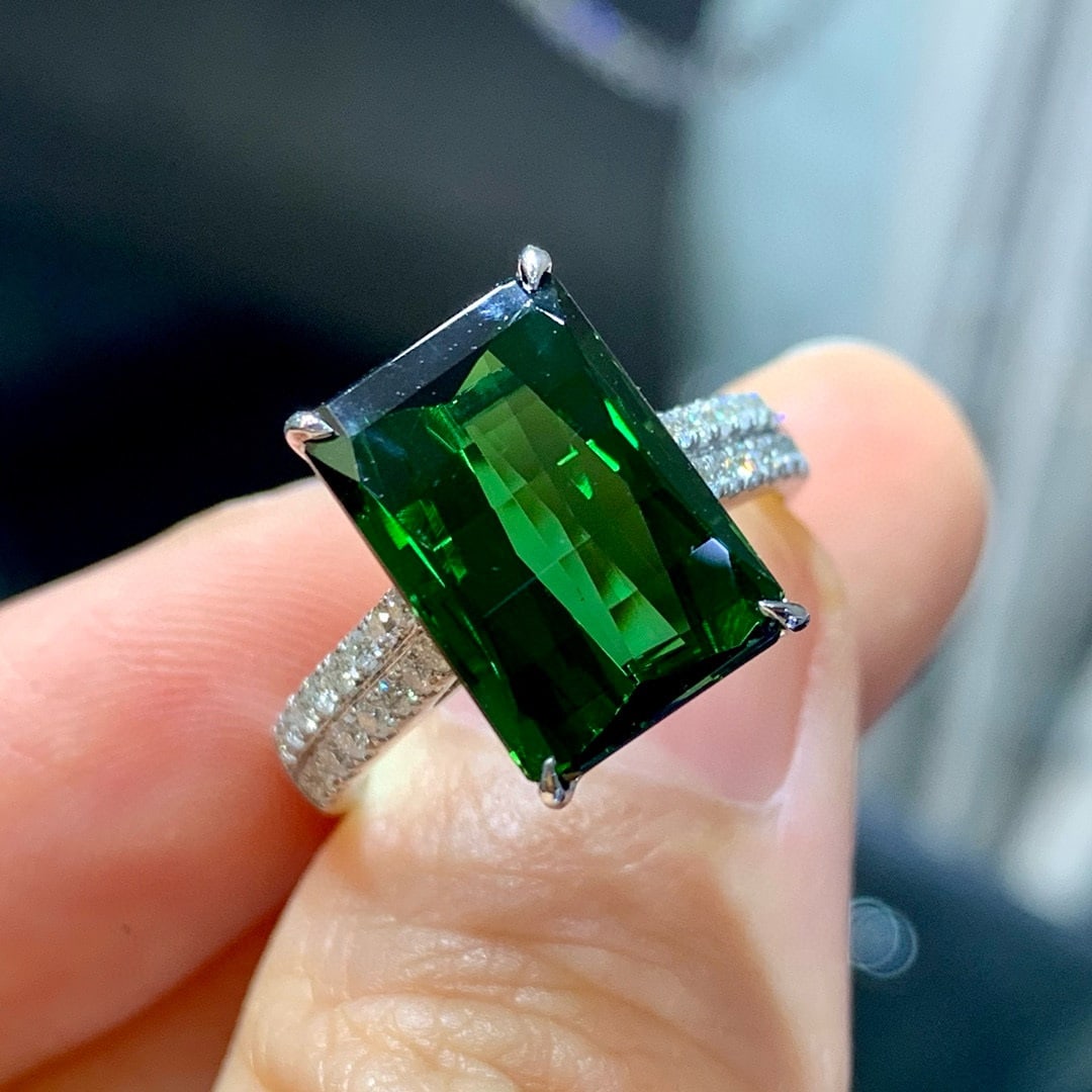 14k Gold 6.72 Ctw Natural Tourmaline & Diamond Ring - 4