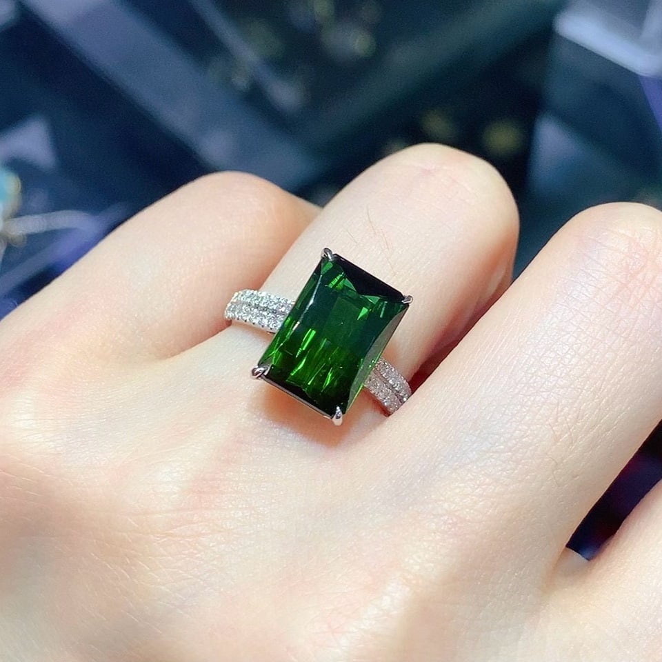 14k Gold 6.72 Ctw Natural Tourmaline & Diamond Ring - 5