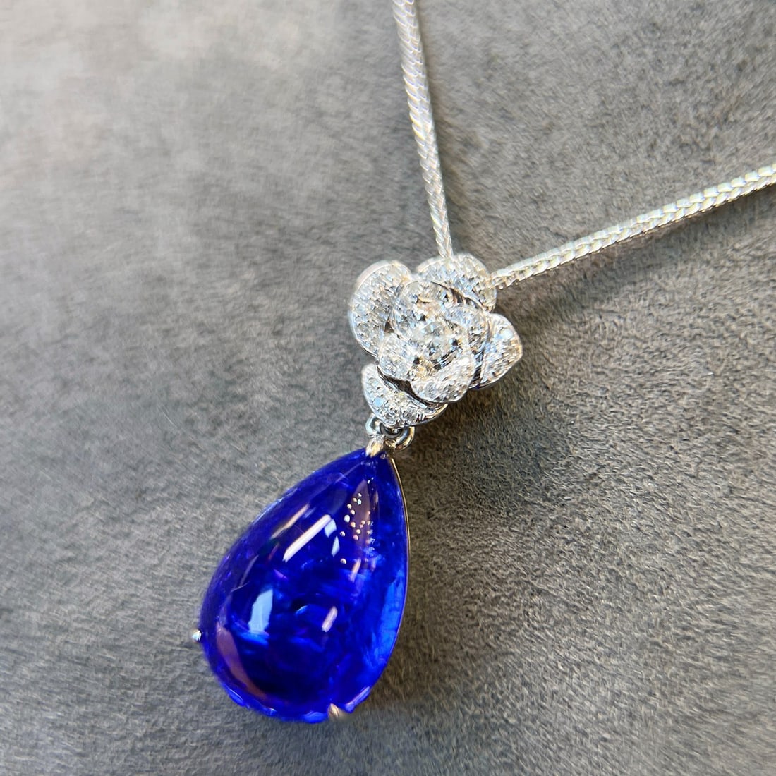 14k Gold 11.61 Ctw Natural Tanzanite & Diamond Pendant( Without Chain ) - 2