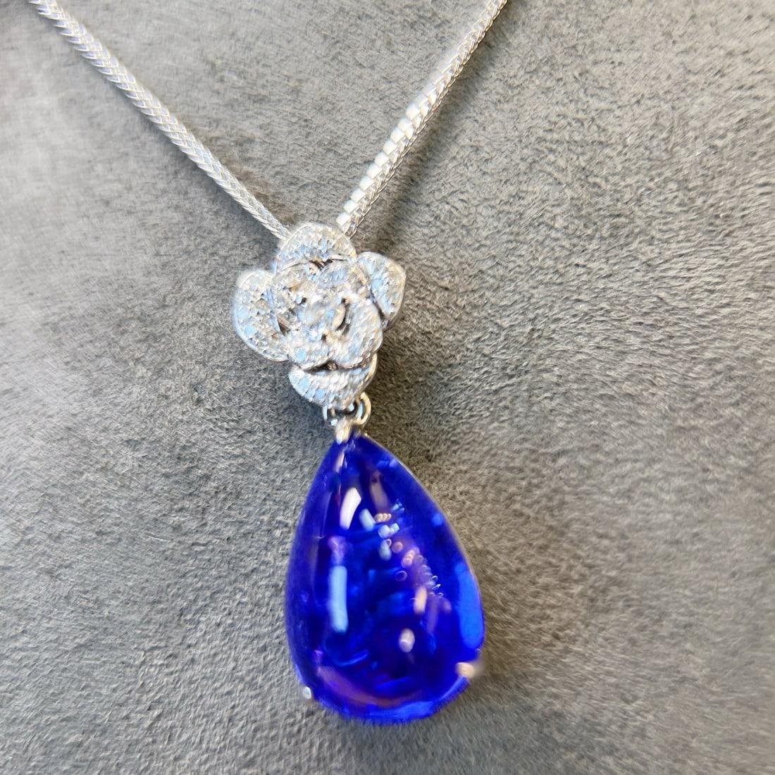 14k Gold 11.61 Ctw Natural Tanzanite & Diamond Pendant( Without Chain ) - 4