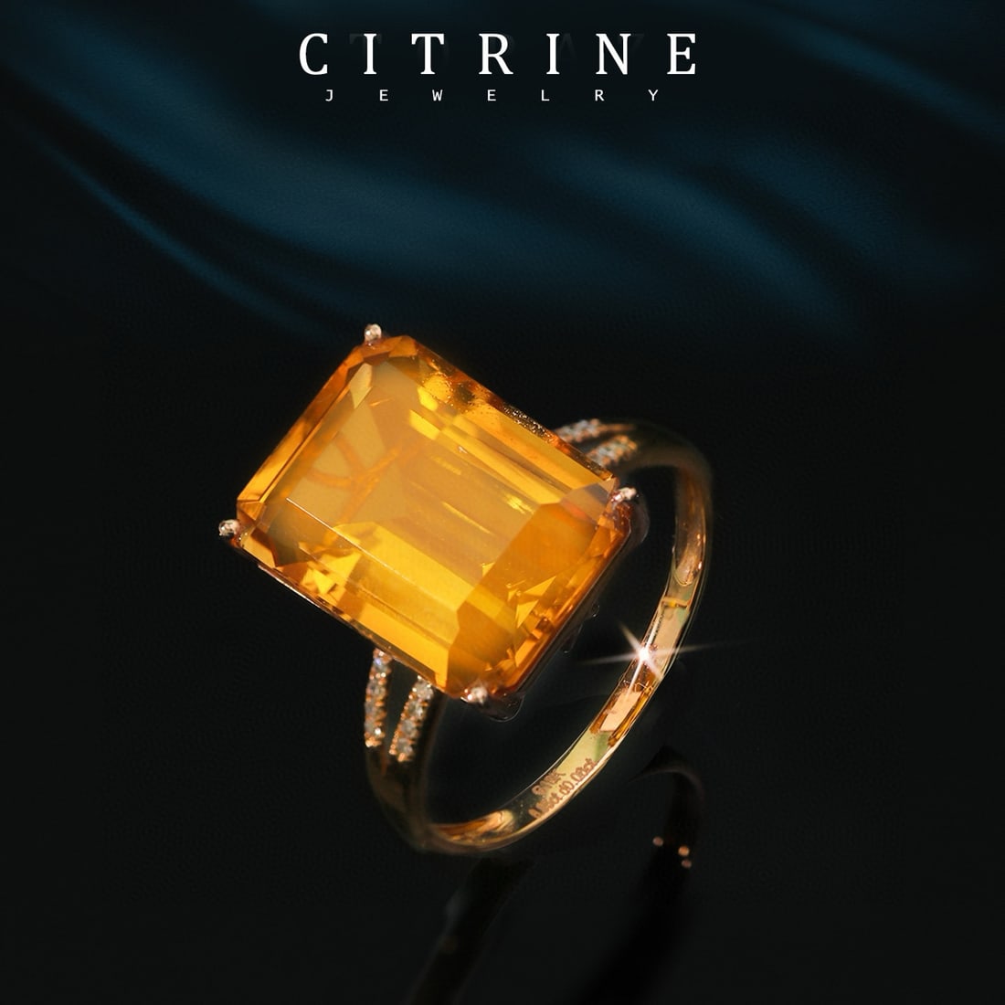 14k Gold 6.91 Ctw Natural Citrine & Diamond Ring - 2