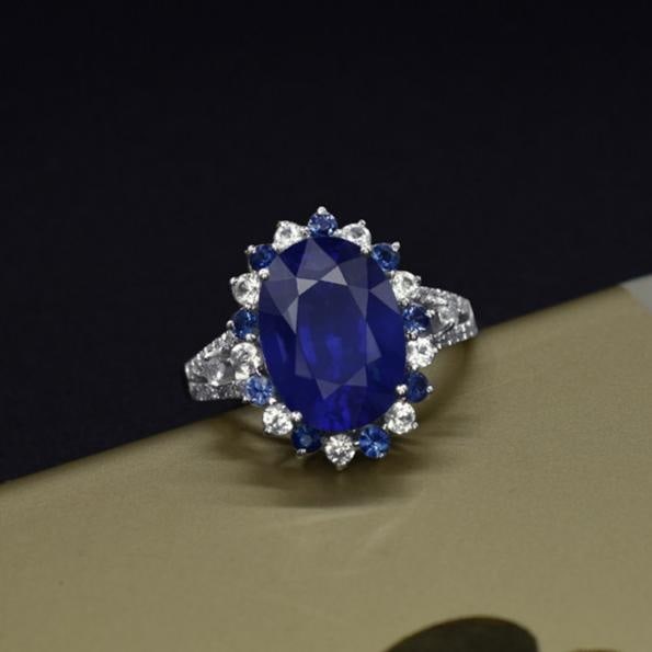 14k Gold 5.65 Ctw Natural Sapphire & Sapphire Ring - 3