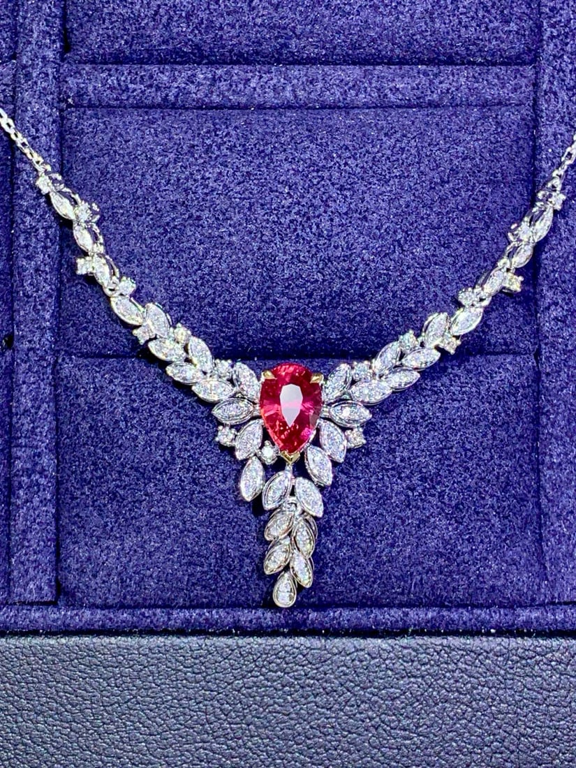14k Gold 1.40 Ctw Natural Ruby & Diamond Necklace - 3