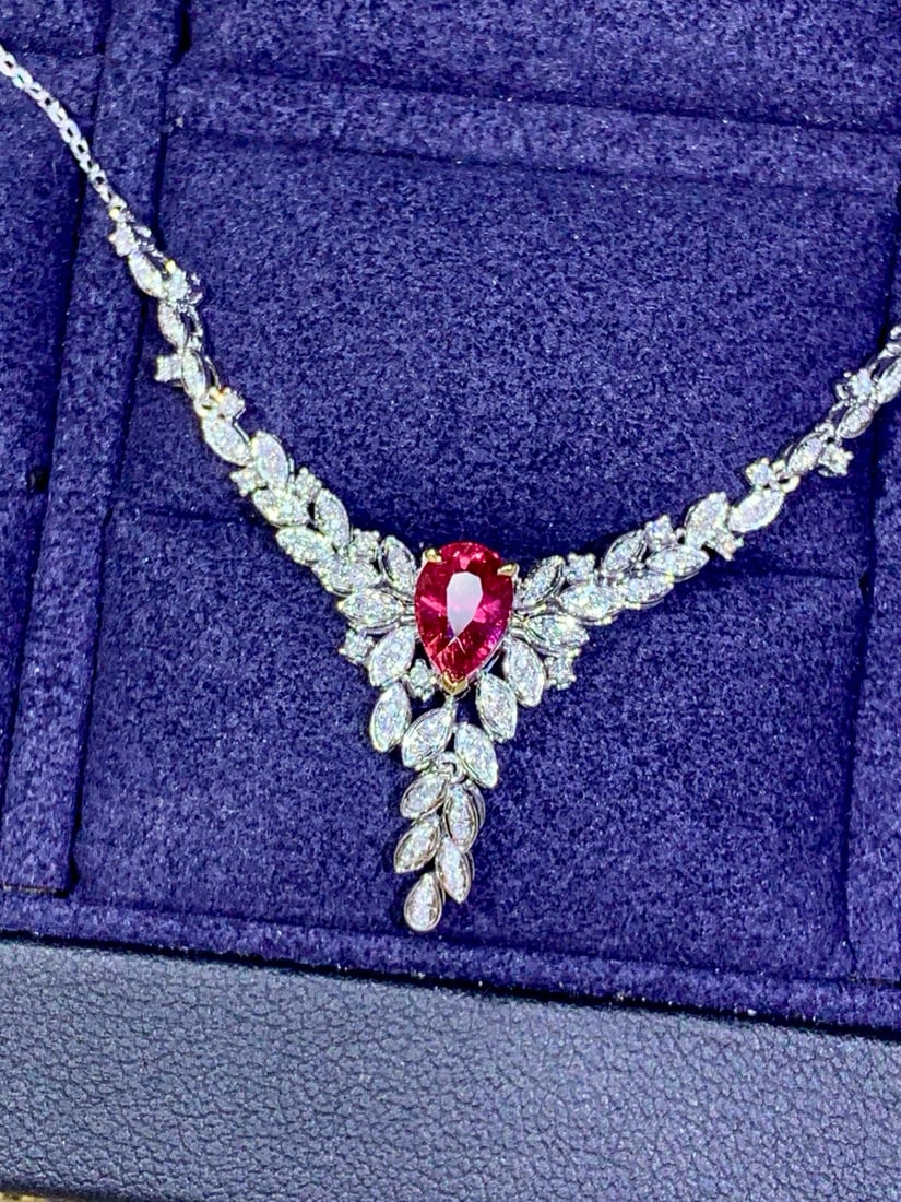 14k Gold 1.40 Ctw Natural Ruby & Diamond Necklace - 4