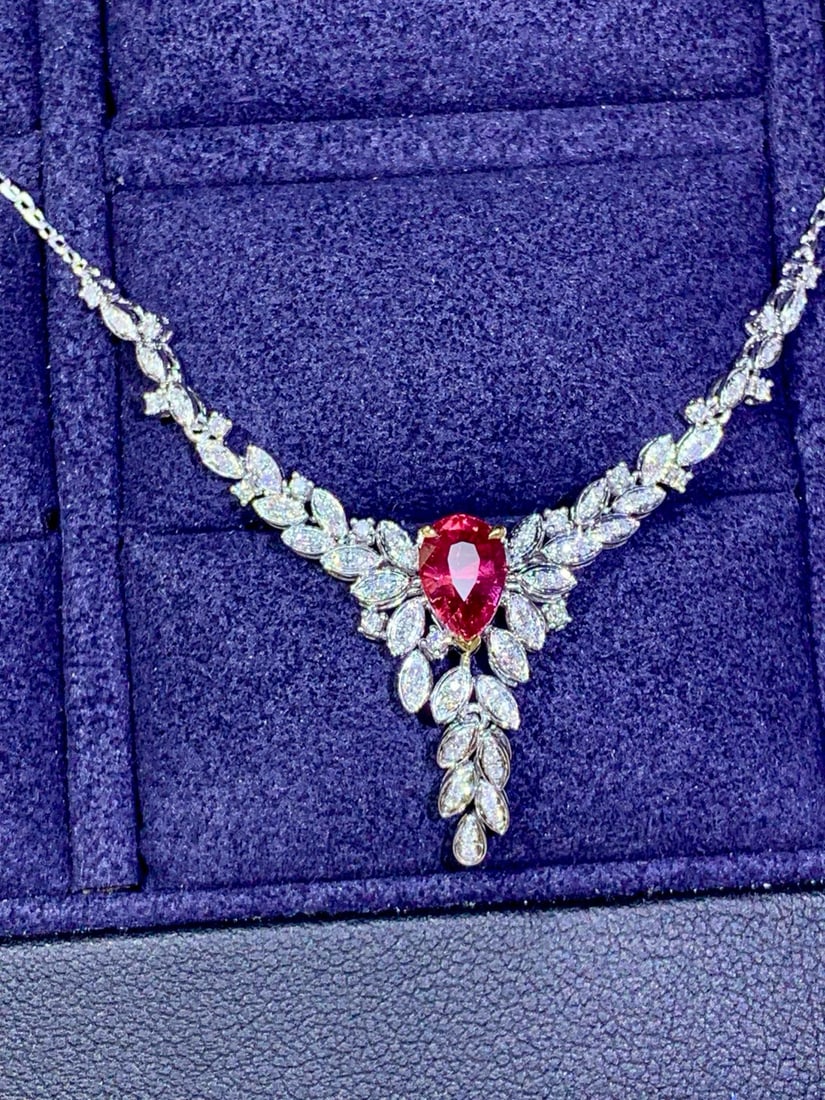 14k Gold 1.40 Ctw Natural Ruby & Diamond Necklace - 5