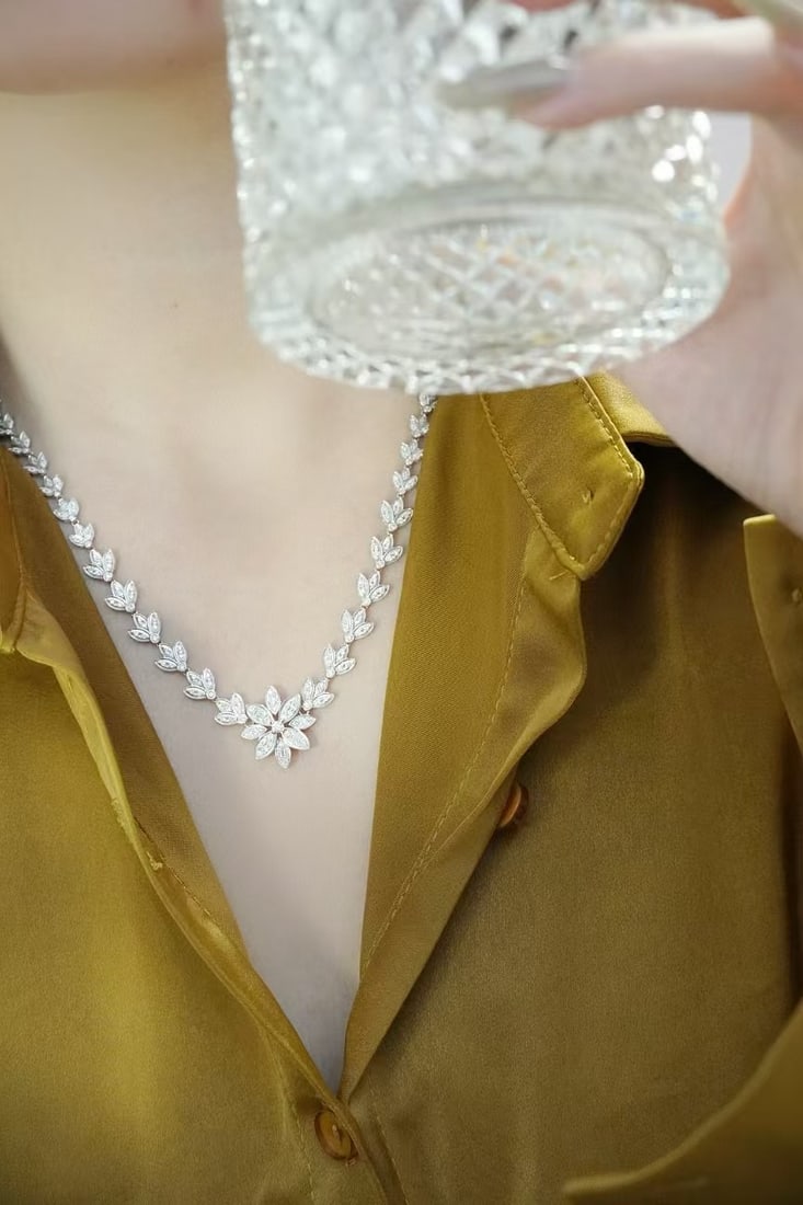 14k Gold 2.1 Ct Natural H Diamond Necklace - 5