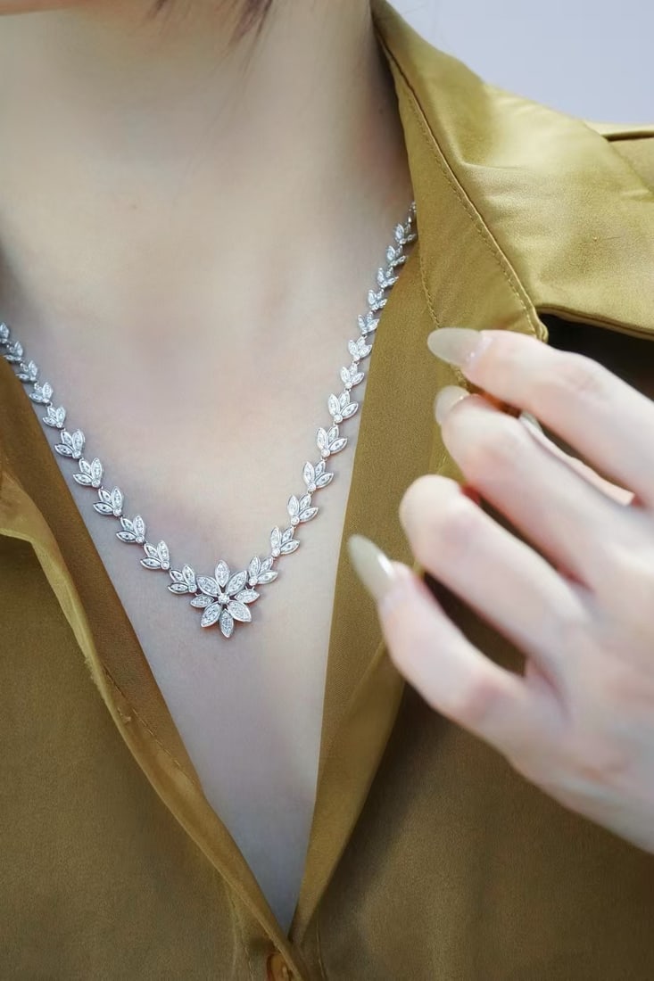 14k Gold 2.1 Ct Natural H Diamond Necklace - 6