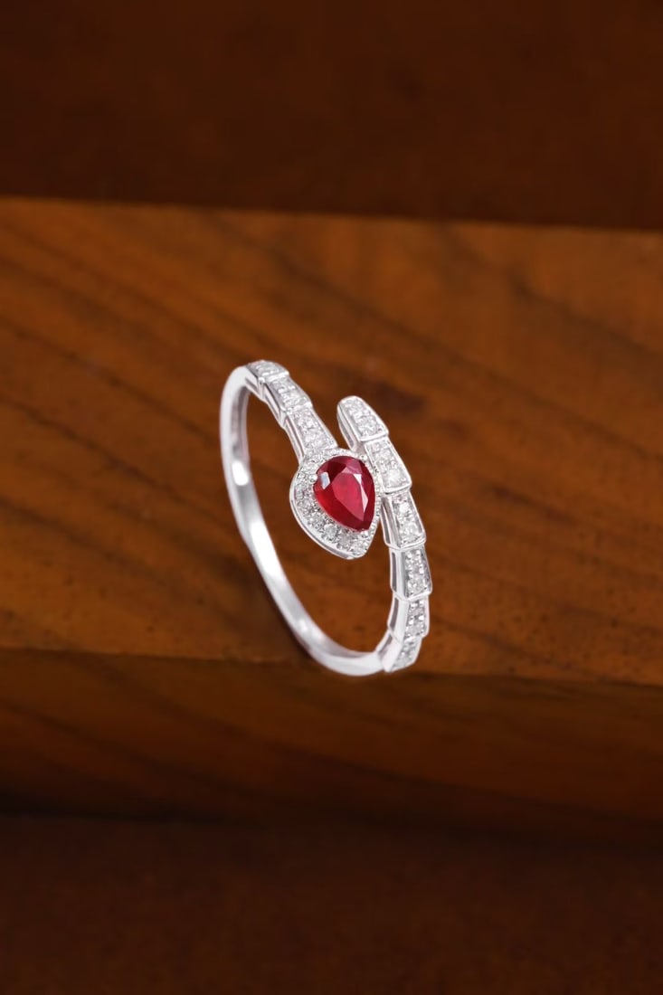 14k Gold 0.45 Ctw Natural Ruby & Diamond Ring - 2