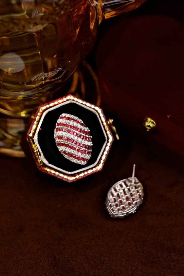 14k Gold 2.88 Ctw Natural Ruby & Diamond Earrings - 4