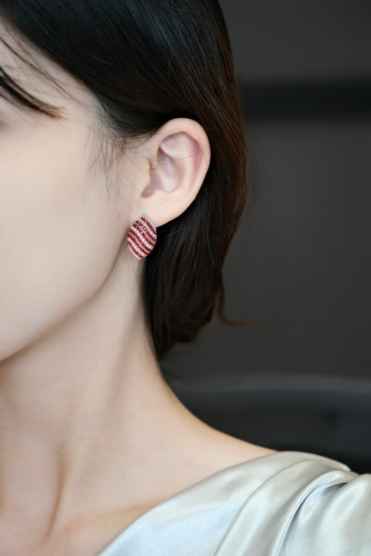 14k Gold 2.88 Ctw Natural Ruby & Diamond Earrings - 5