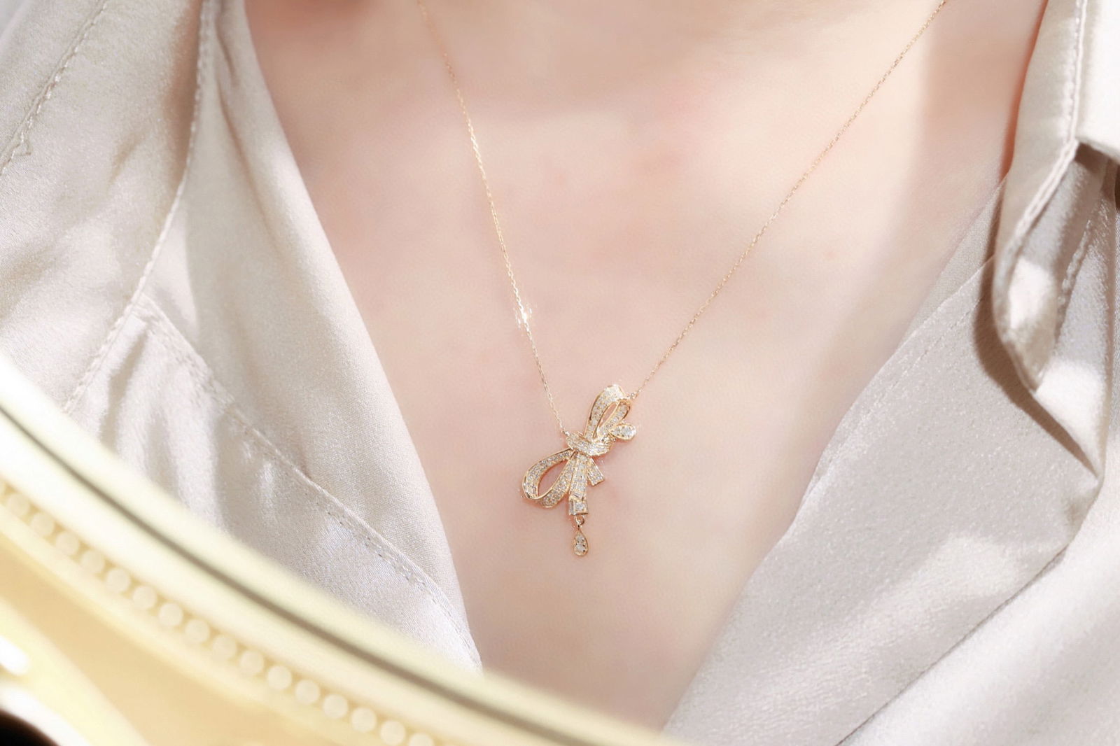 14k Gold 0.3 Ct Natural H Diamond Necklace - 8