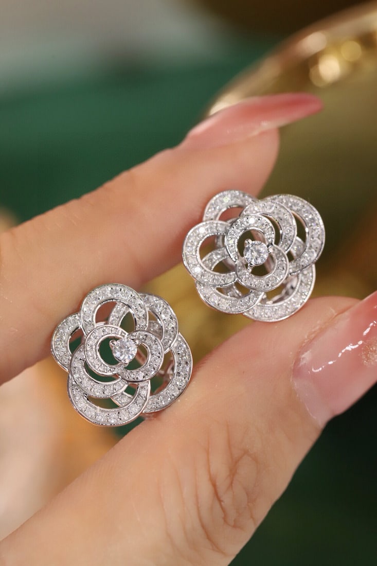 14k Gold 0.9 Ct Natural H Diamond Earrings - 3