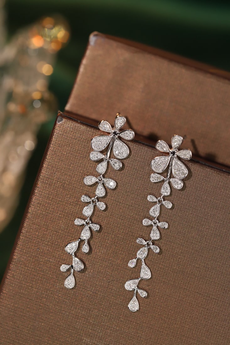 14k Gold 0.4 Ct Natural H Diamond Earrings - 2