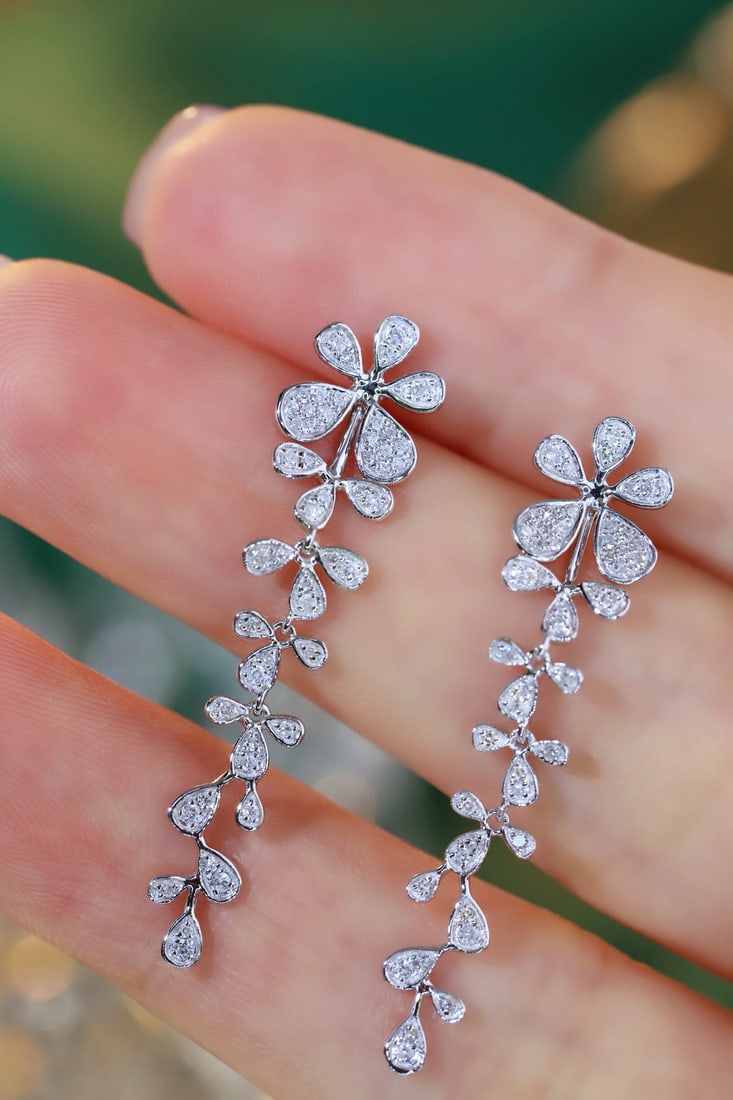 14k Gold 0.4 Ct Natural H Diamond Earrings - 4