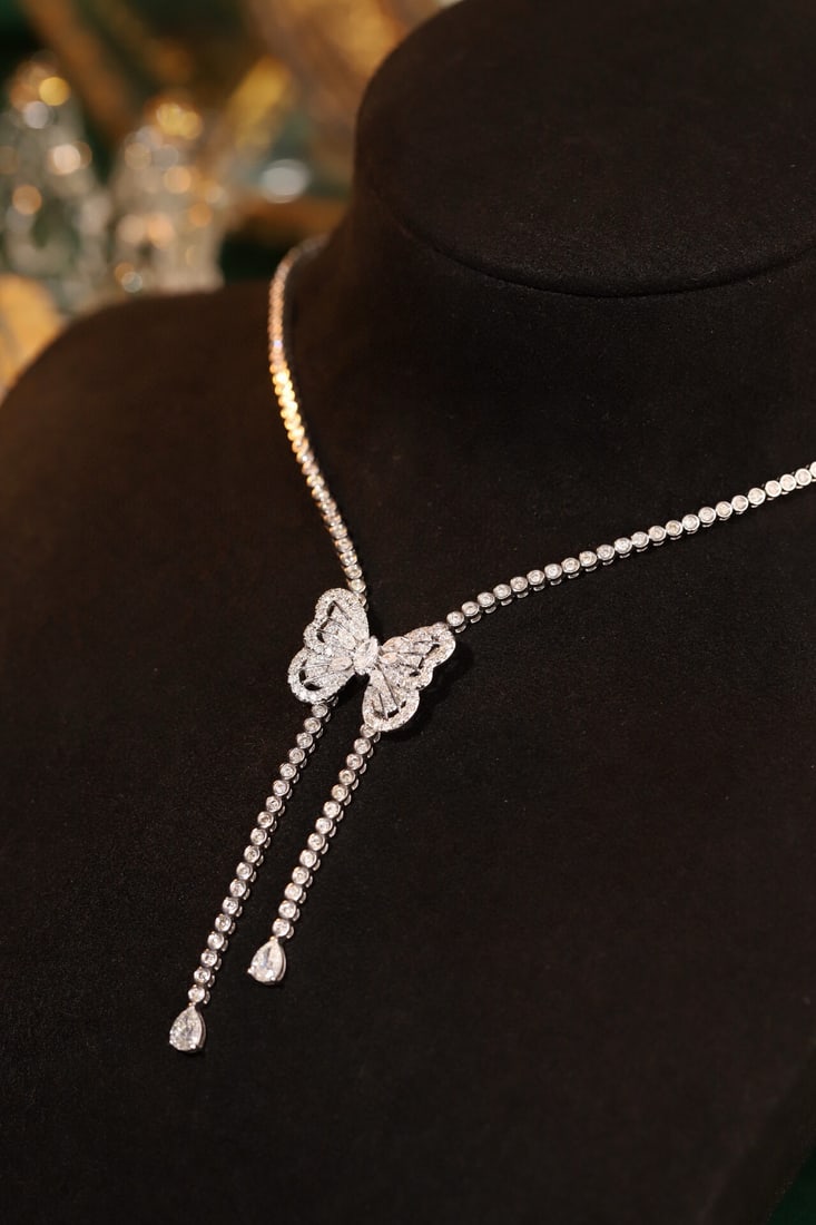 14k Gold 3.7 Ct Natural H Diamond Necklace - 2