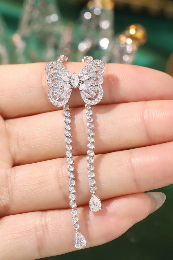 14k Gold 3.7 Ct Natural H Diamond Necklace - 5