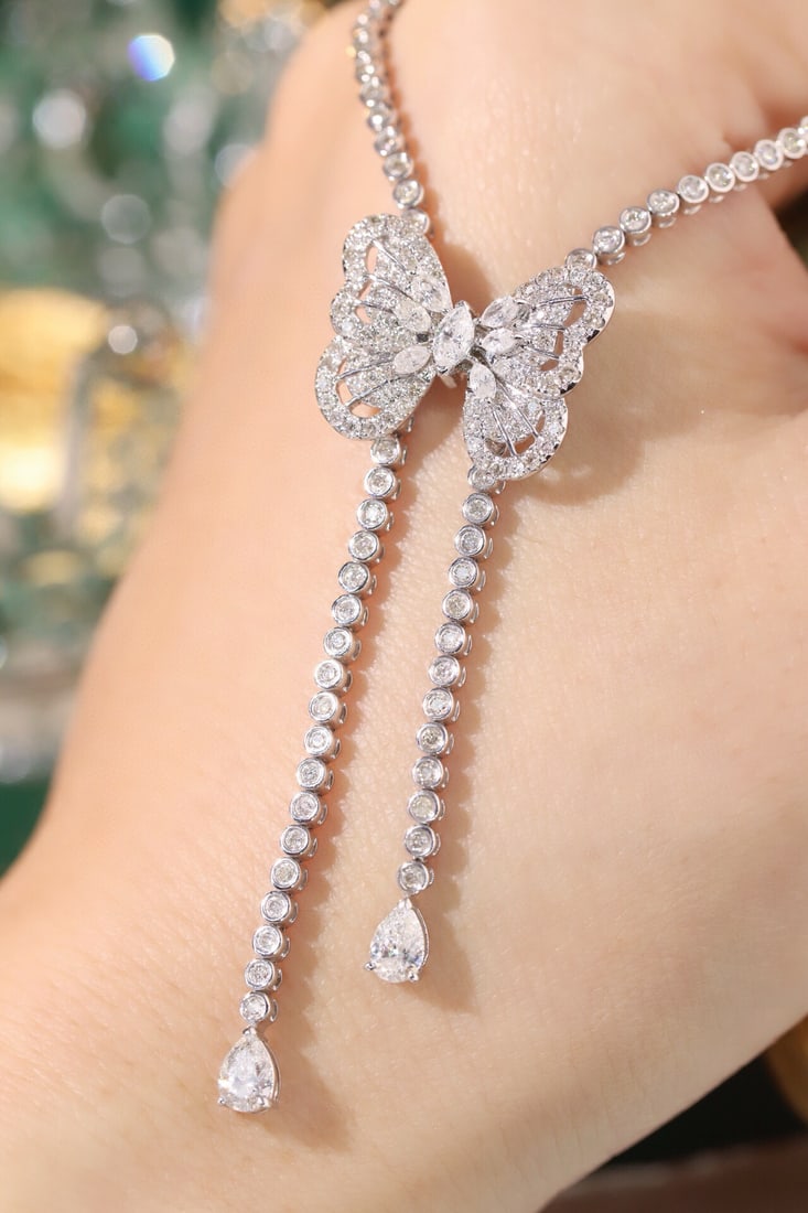 14k Gold 3.7 Ct Natural H Diamond Necklace - 6