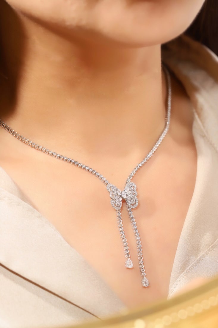 14k Gold 3.7 Ct Natural H Diamond Necklace - 8