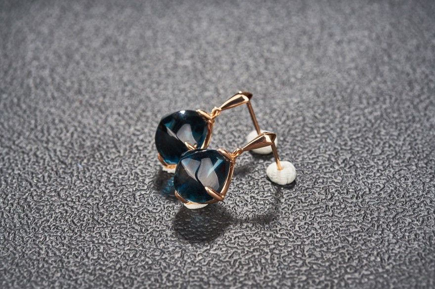 14k Gold 15 Ct Natural Topaz Earrings - 8