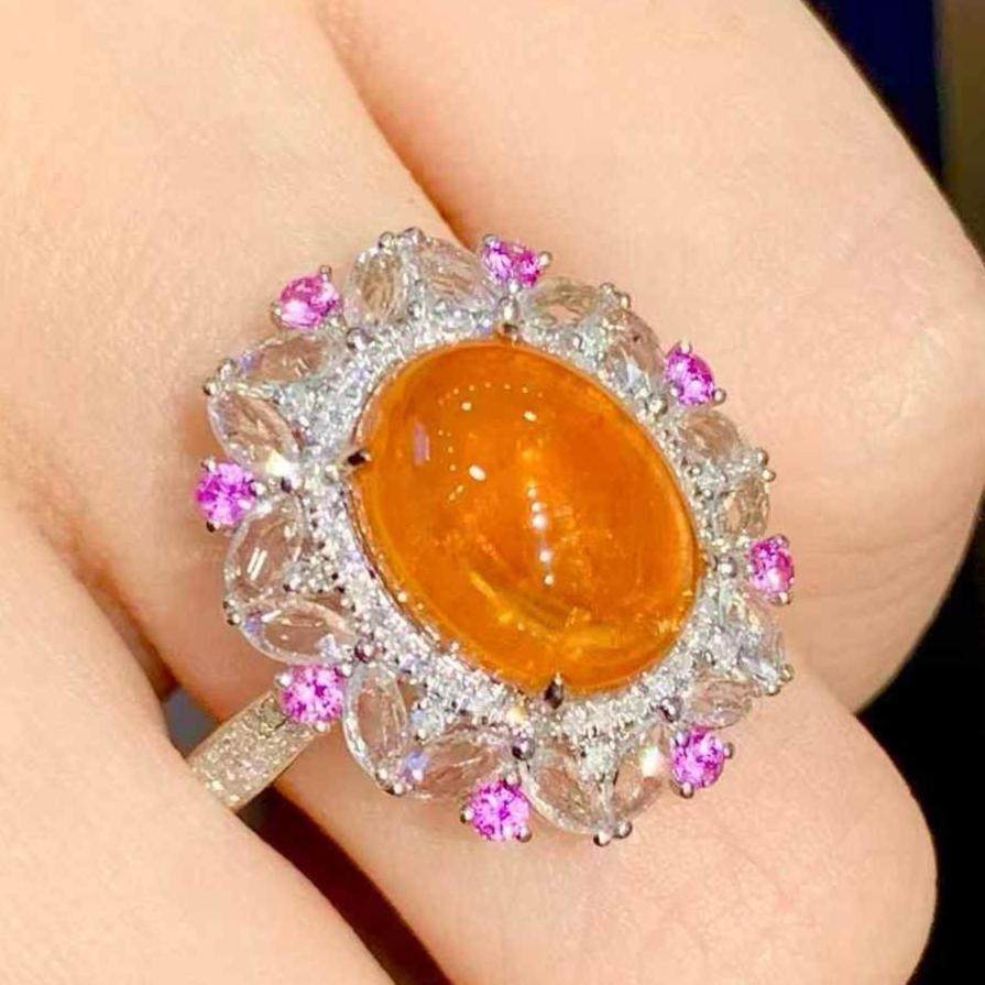 14k Gold 6.35 Ct Natural Spessartine & Diamond Ring (1 of 7)