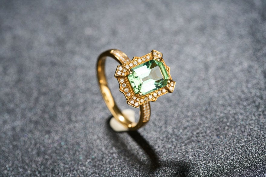 14k Gold 2.4 Ctw Natural Tourmaline & Diamond Ring - 6