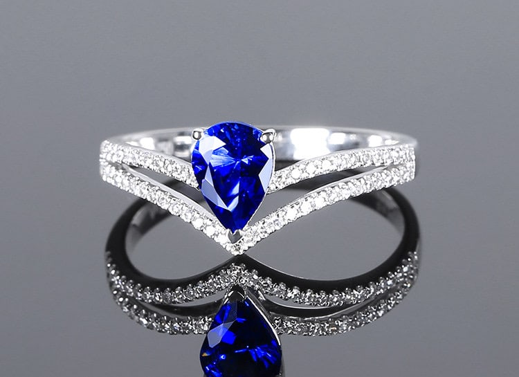 14k Gold 0.92 Ctw Natural Sapphire & Diamond Ring - 2