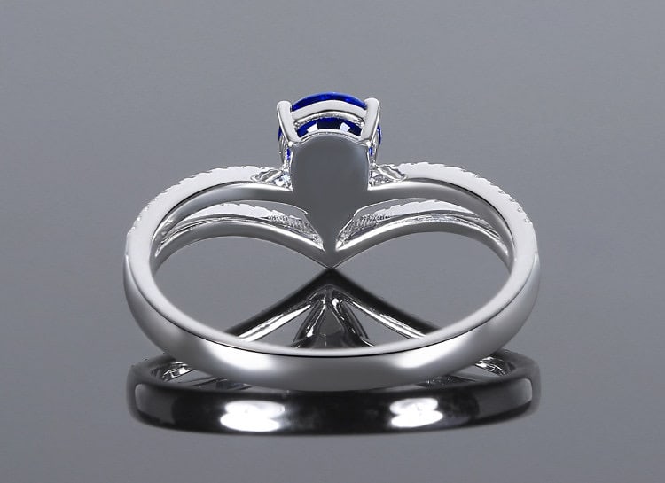 14k Gold 0.92 Ctw Natural Sapphire & Diamond Ring - 4