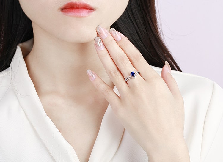 14k Gold 0.92 Ctw Natural Sapphire & Diamond Ring - 5