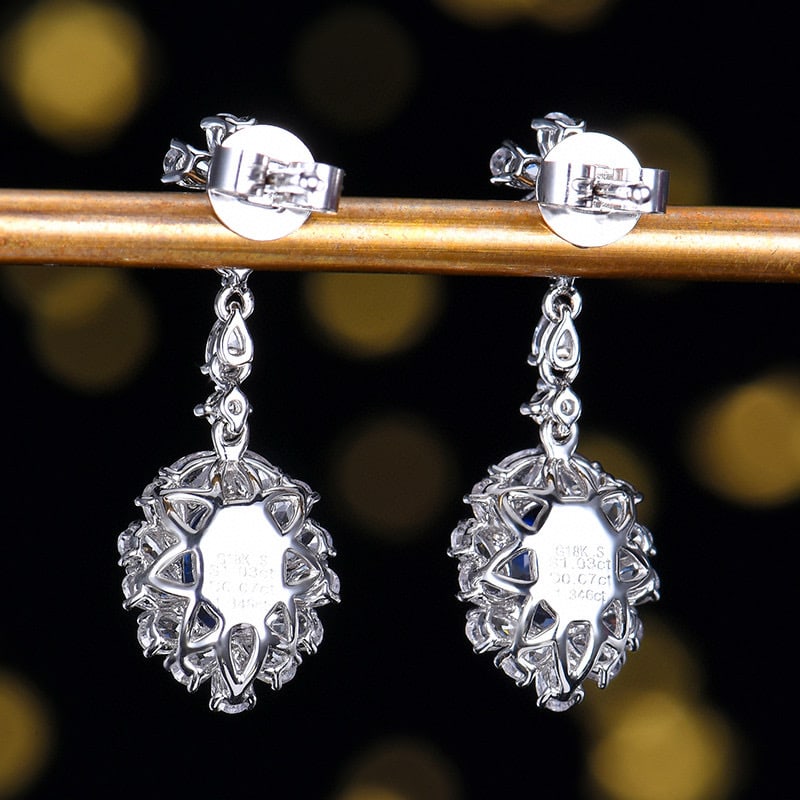 14k Gold 2.37 Ctw Natural Sapphire & Sapphire Earrings - 7