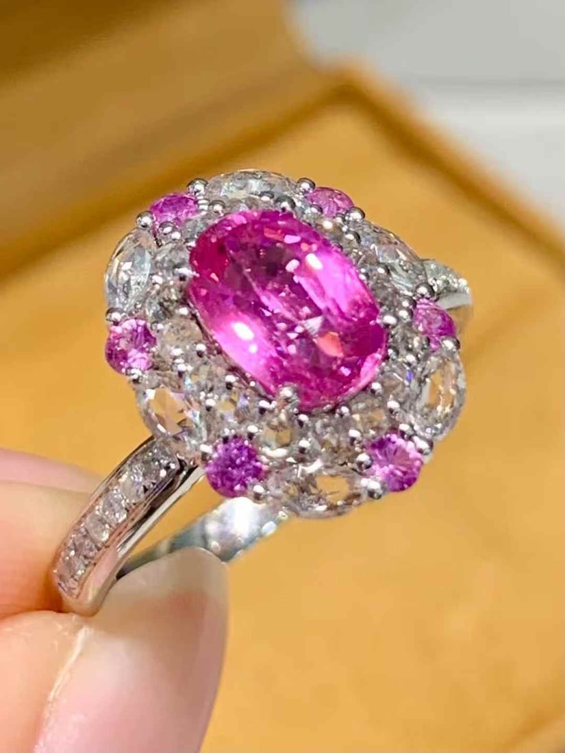 14k Gold 1.22 Ct Natural Sapphire & Diamond Ring - 4