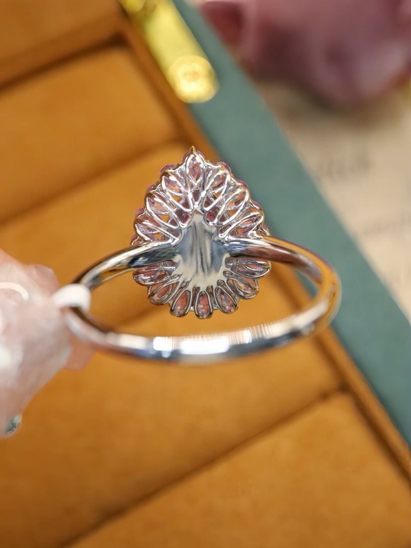 14k Gold 1.91 Ctw Natural Padparadscha Sapphire & Diamond Ring - 4