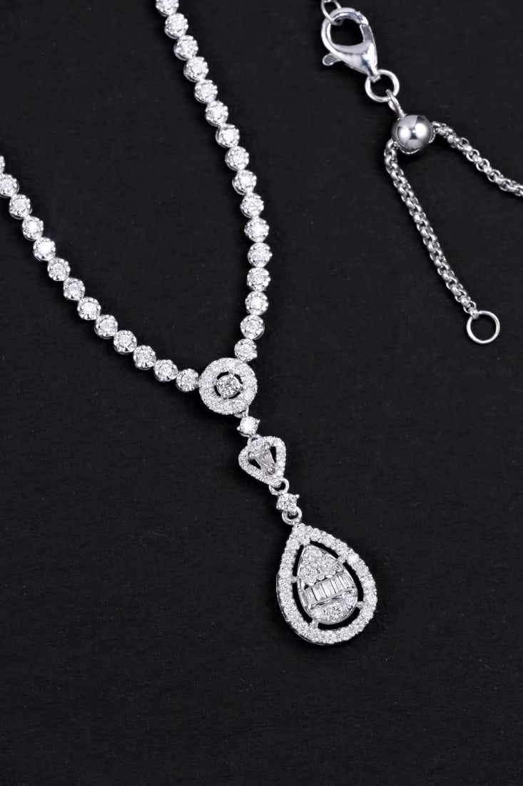 14k Gold 1.08 Ct Natural H Diamond Necklace - 2