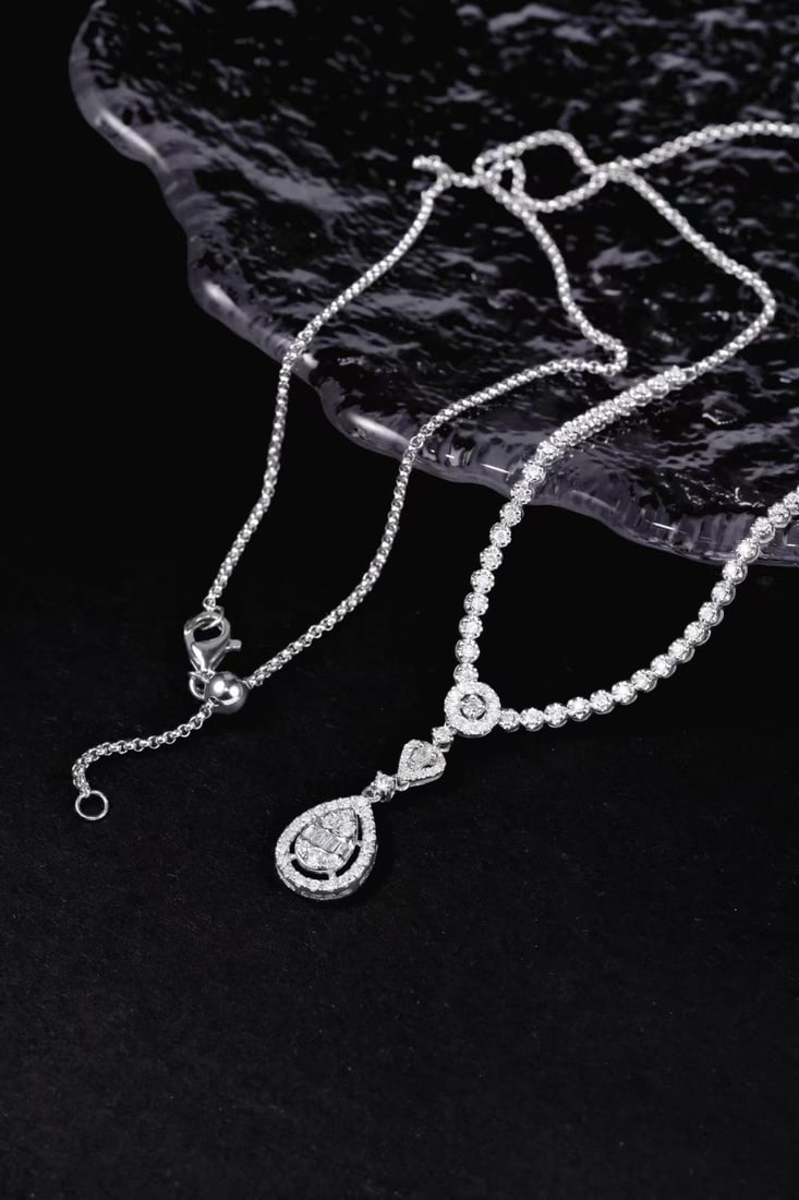 14k Gold 1.08 Ct Natural H Diamond Necklace - 3