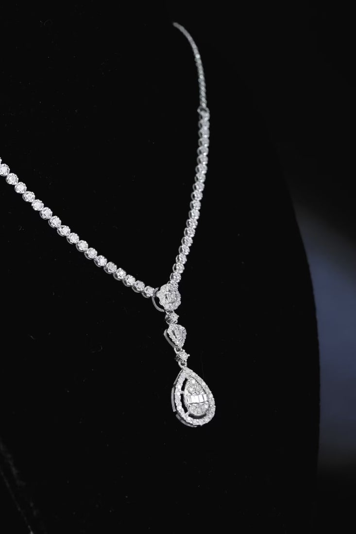 14k Gold 1.08 Ct Natural H Diamond Necklace - 4