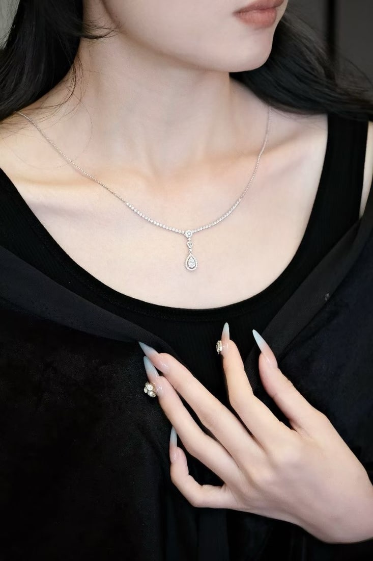 14k Gold 1.08 Ct Natural H Diamond Necklace - 5